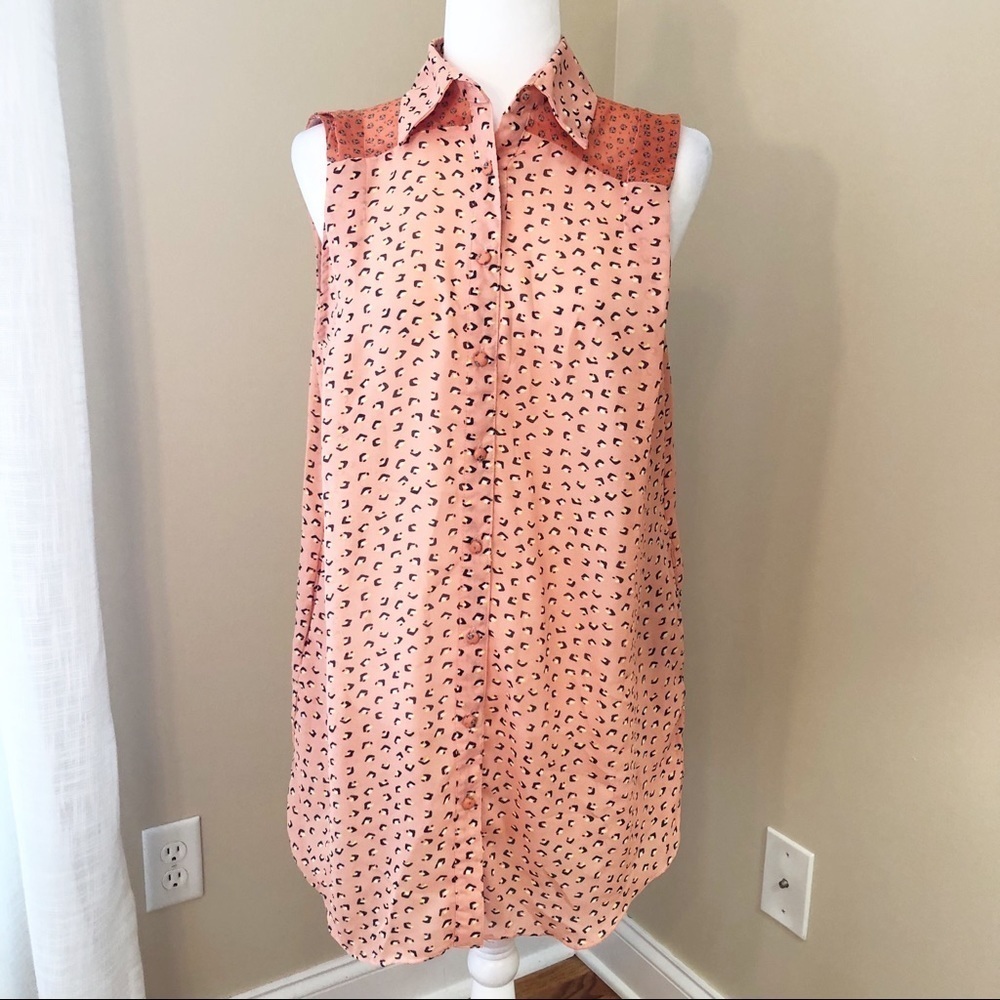 Umgee Sleeveless Tunic Top Coral Leopard - Small